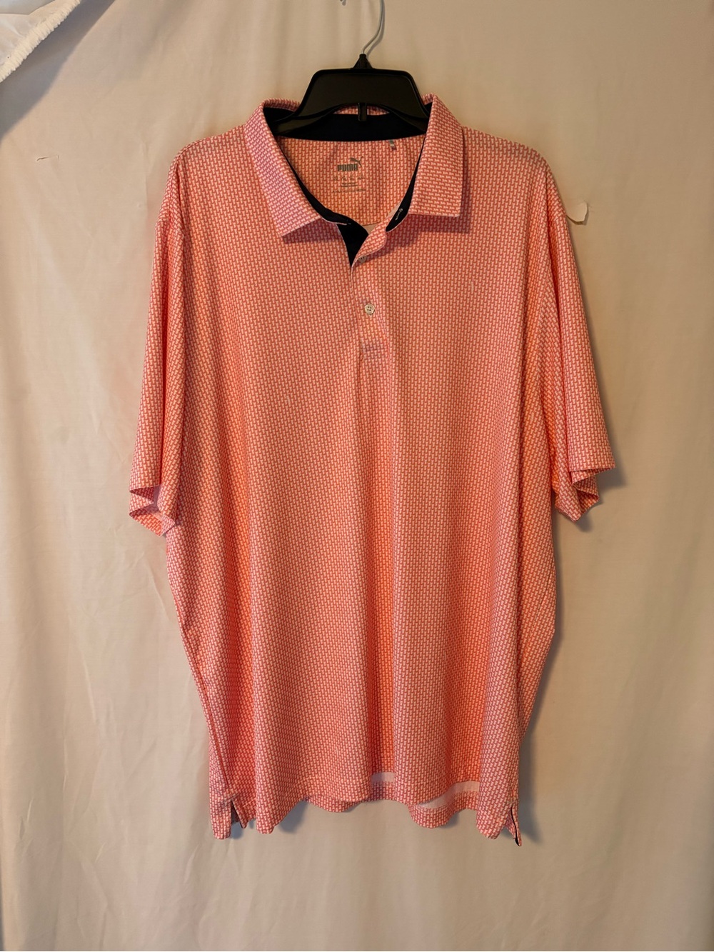 Puma Men's Coral Pink Micro-Pattern Polo